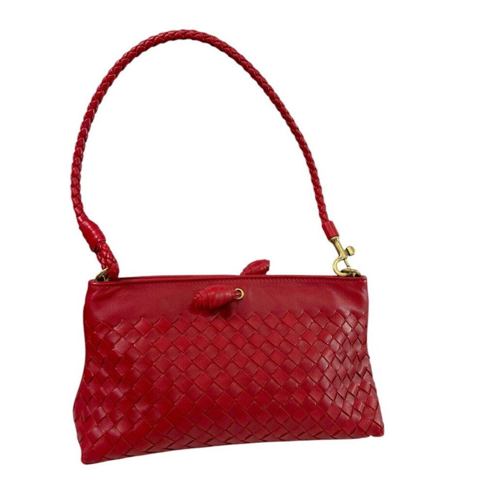 Bottega Veneta Red Nappa Leather Intrecciato Clutch Shoulder Bag 179198 $2900